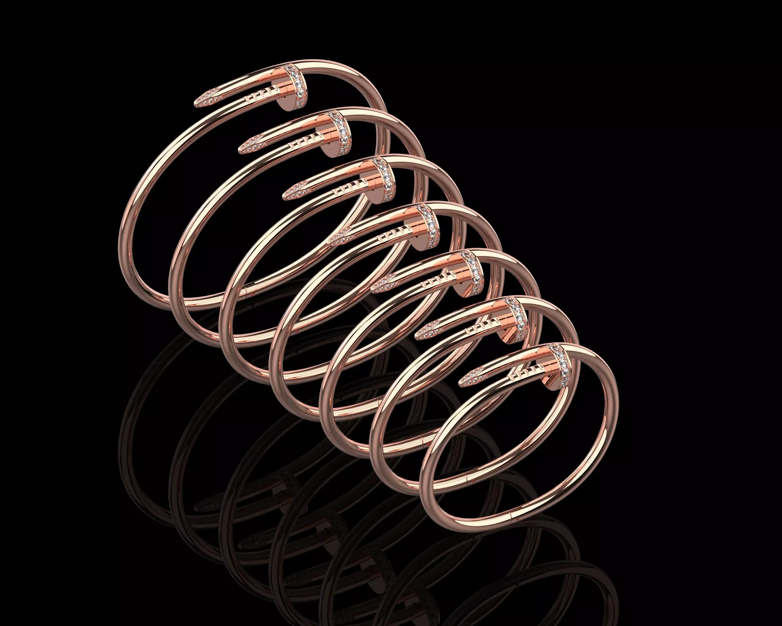 Juste un clou Bracelet with Gems in different sizes 15 to 21 N90 3D Model Collection_0