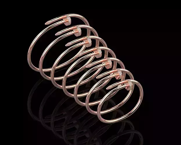 Juste un clou Bracelet with Gems in different sizes 15 to 21 N90 3D Model Collection