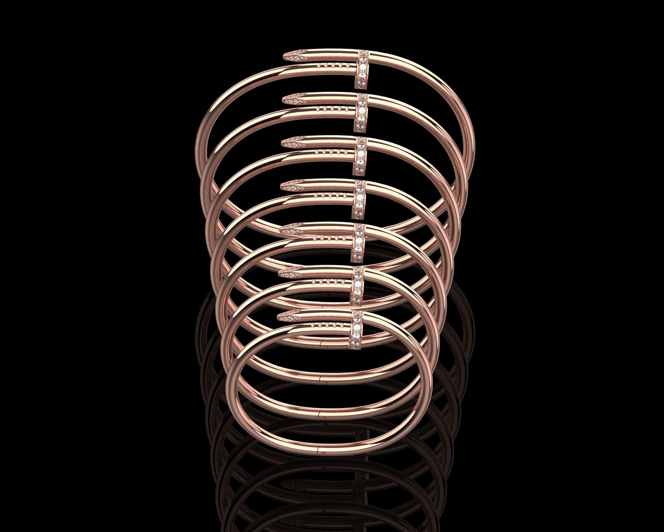 Juste un clou Bracelet with Gems in different sizes 15 to 21 N90 3D Model Collection_1