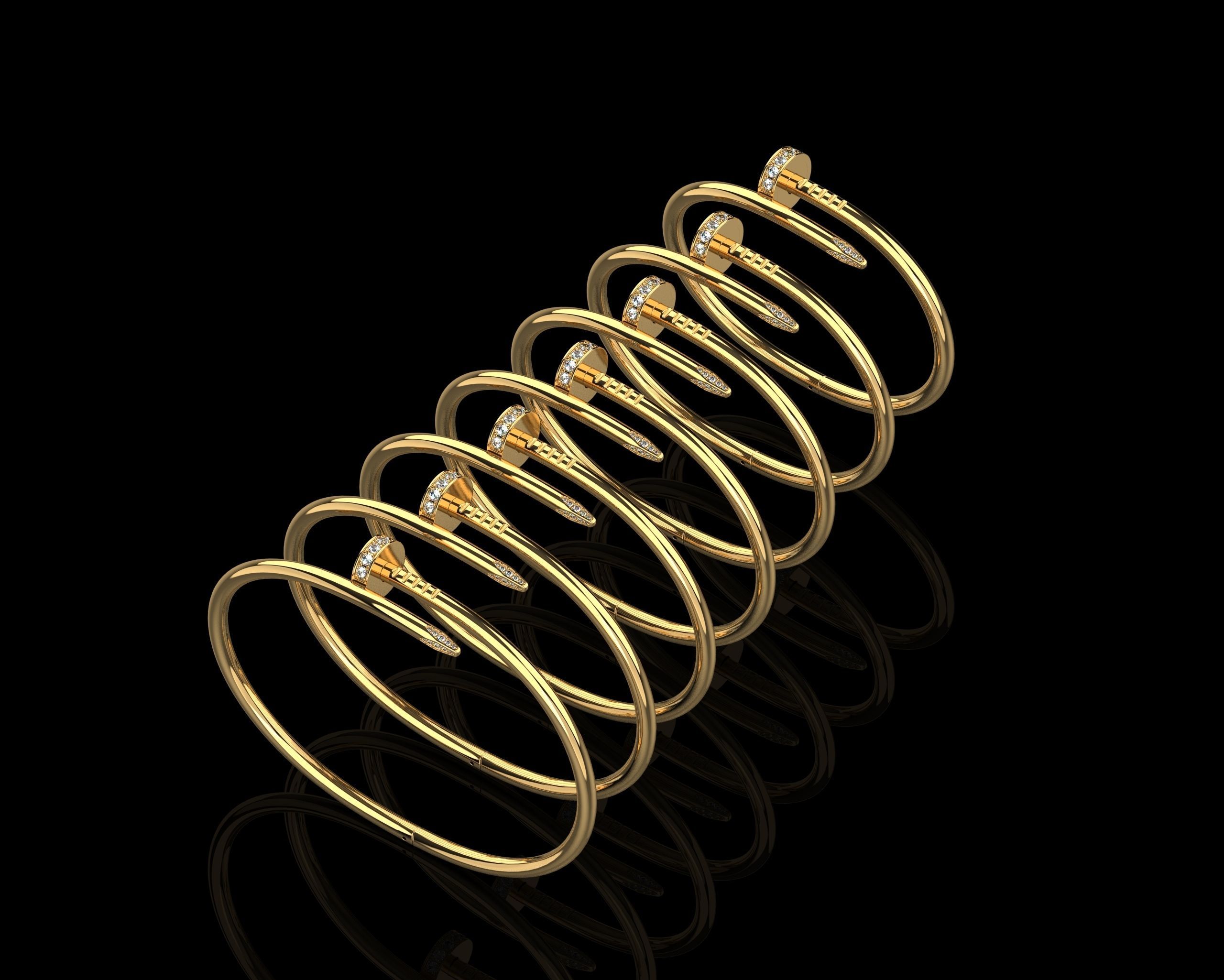 Juste un clou Bracelet with Gems in different sizes 15 to 21 N90 3D Model Collection_4