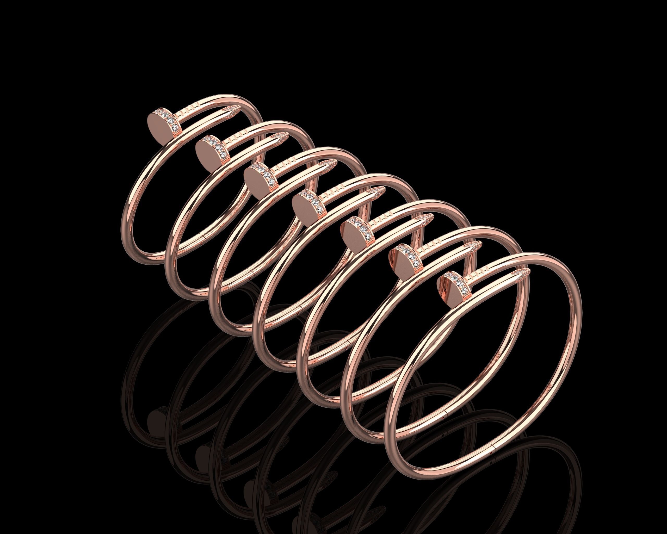 Juste un clou Bracelet with Gems in different sizes 15 to 21 N90 3D Model Collection_14