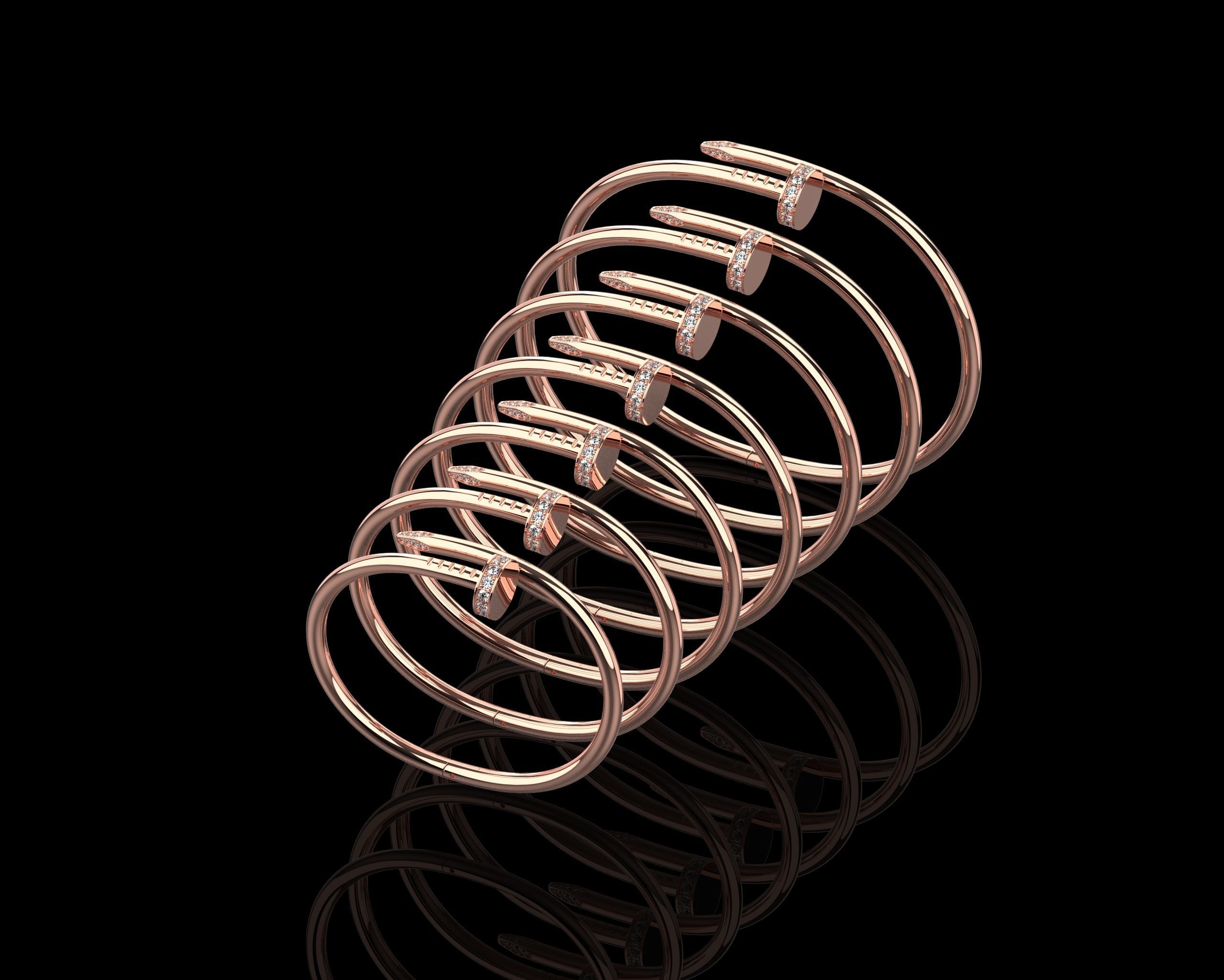 Juste un clou Bracelet with Gems in different sizes 15 to 21 N90 3D Model Collection_2