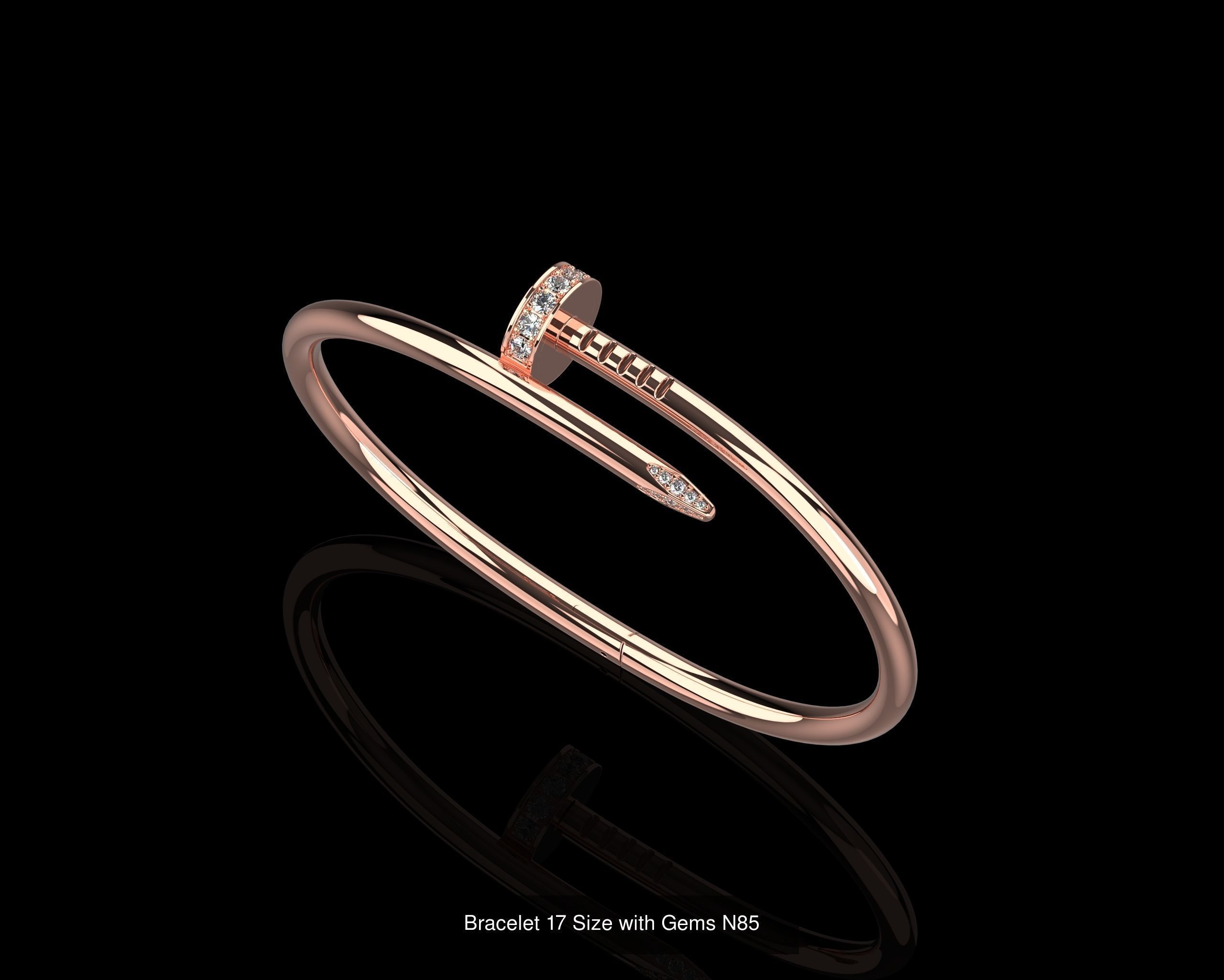 Juste un clou Bracelet with Gems in different sizes 15 to 21 N90 3D Model Collection_9