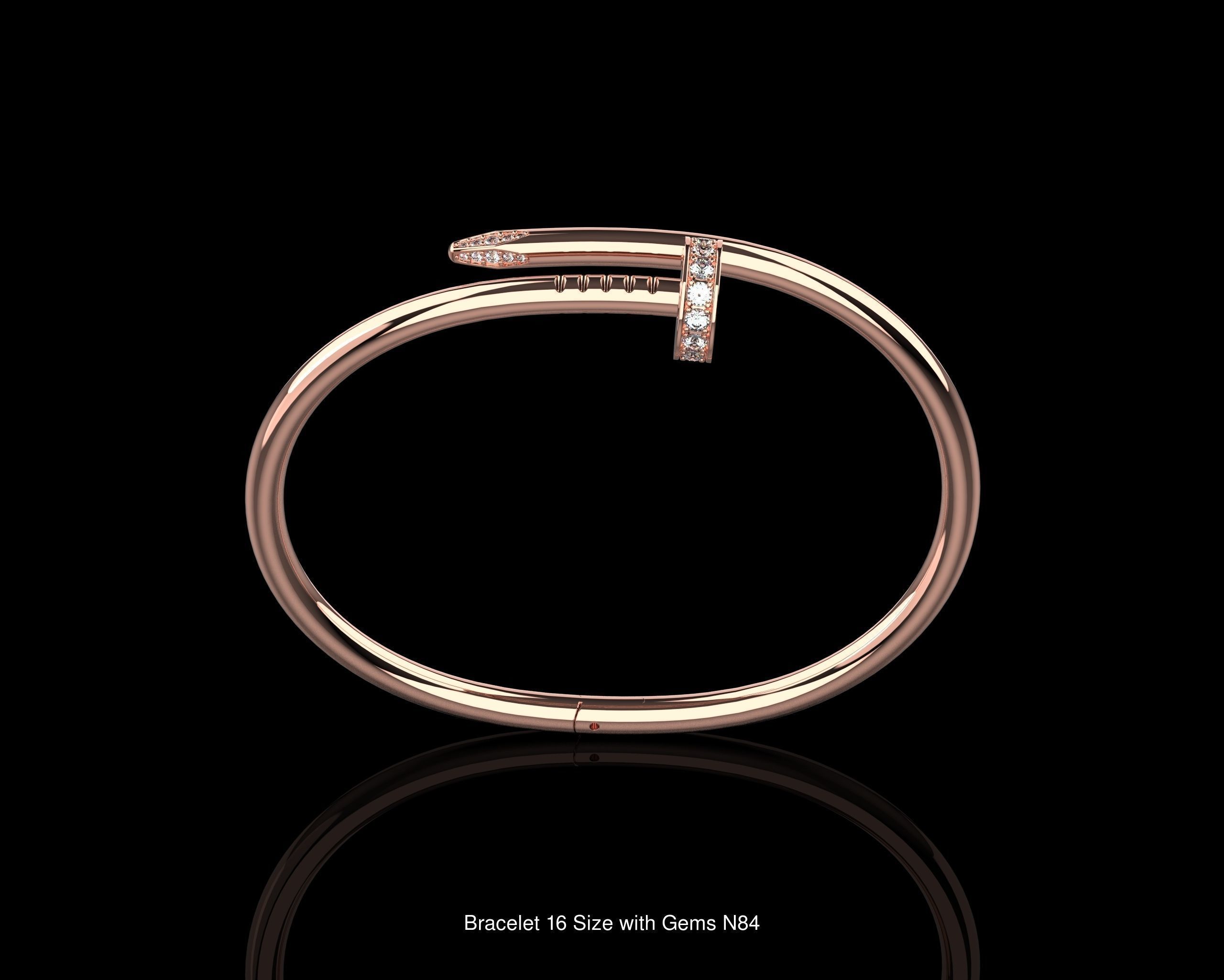 Juste un clou Bracelet with Gems in different sizes 15 to 21 N90 3D Model Collection_8