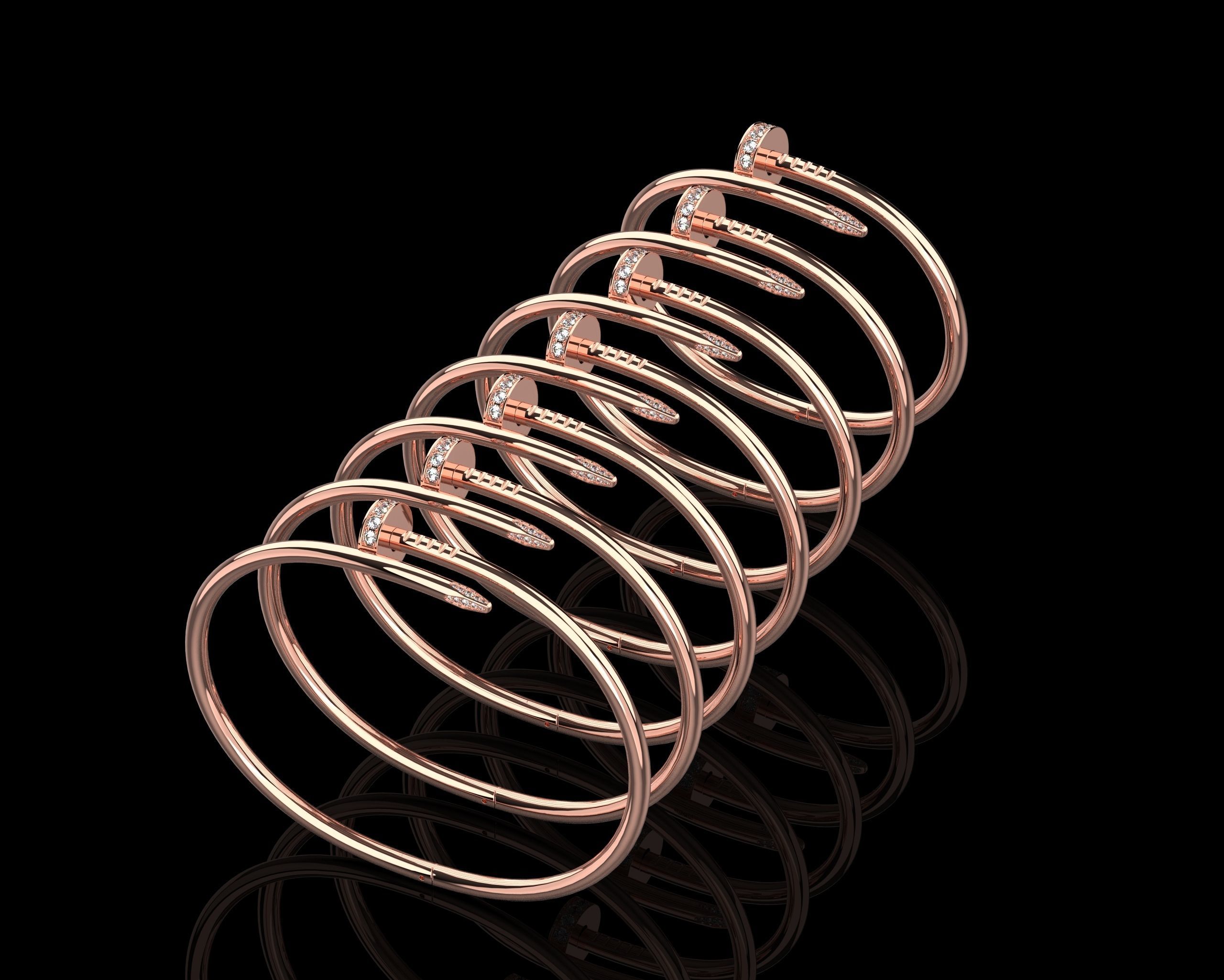 Juste un clou Bracelet with Gems in different sizes 15 to 21 N90 3D Model Collection_15