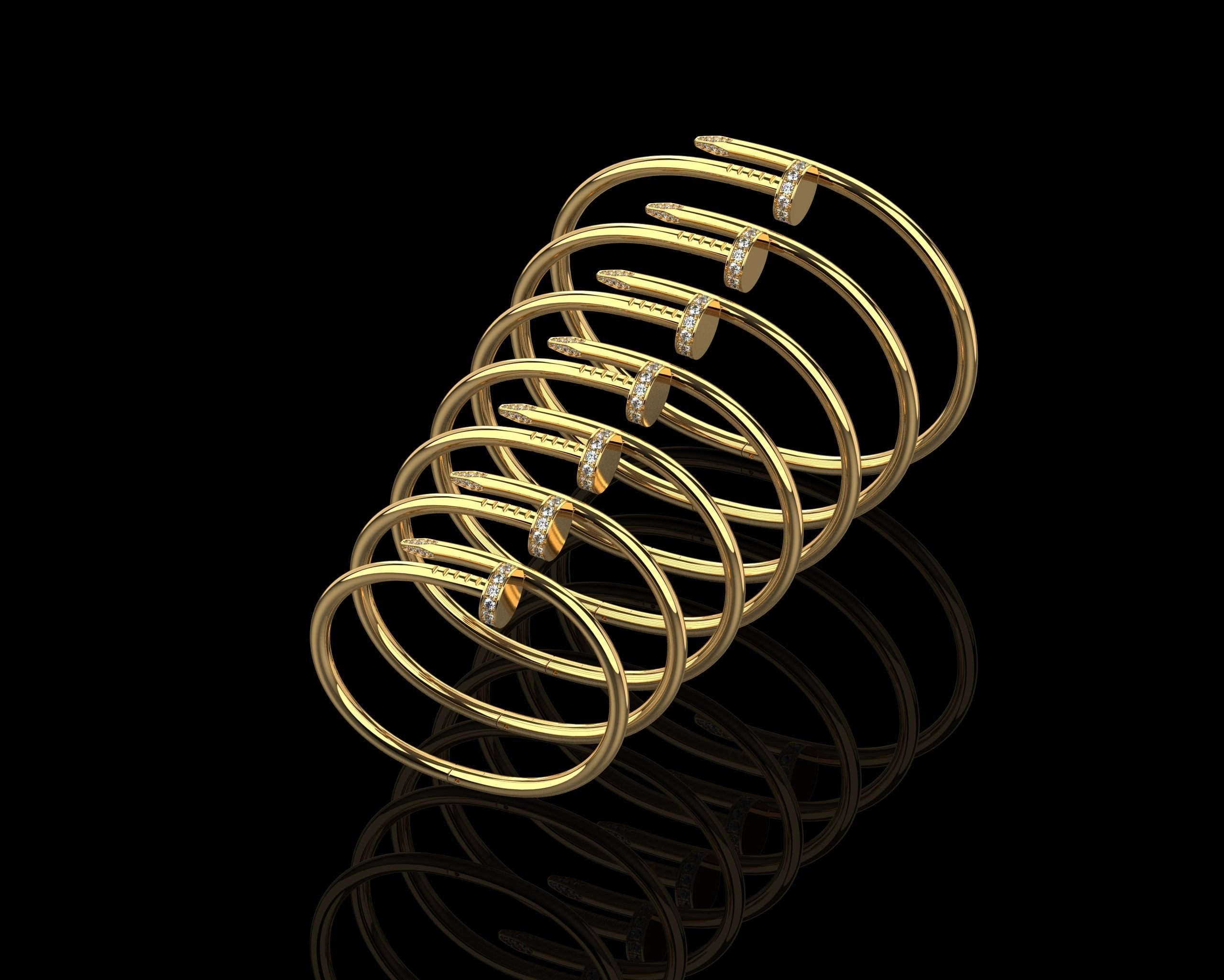 Juste un clou Bracelet with Gems in different sizes 15 to 21 N90 3D Model Collection_3