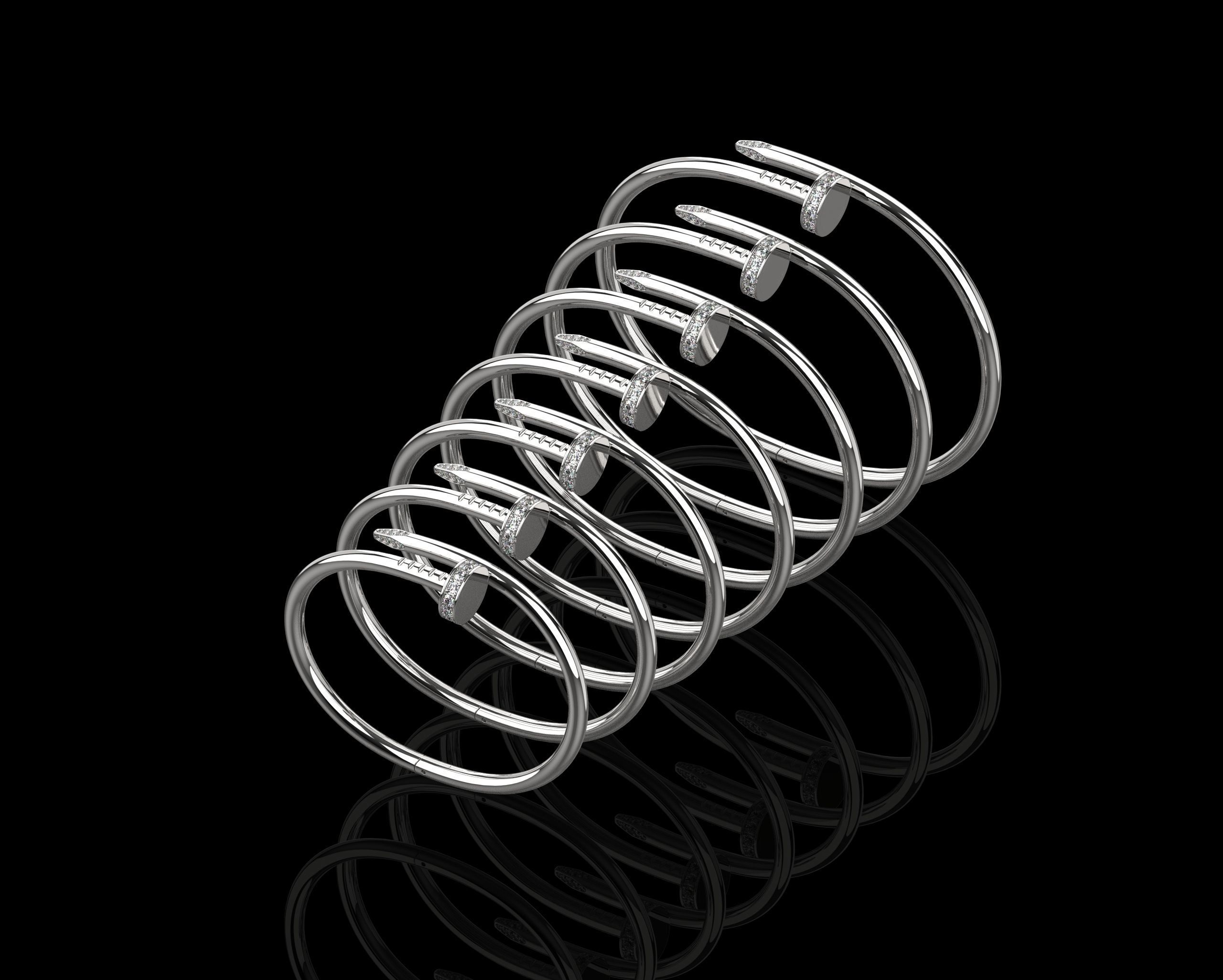 Juste un clou Bracelet with Gems in different sizes 15 to 21 N90 3D Model Collection_5