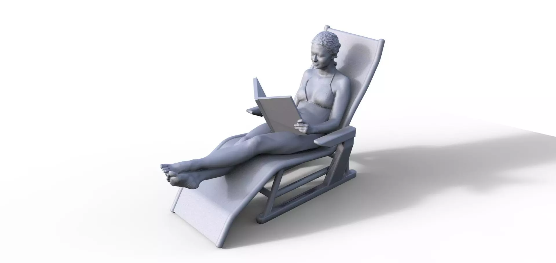 Girl in deck chair for ship model railway model or diorama 3D print model_0