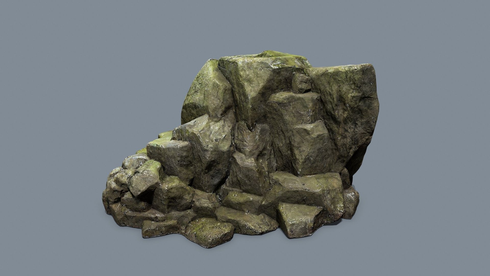 mossy rocks Low-poly 3D model_1