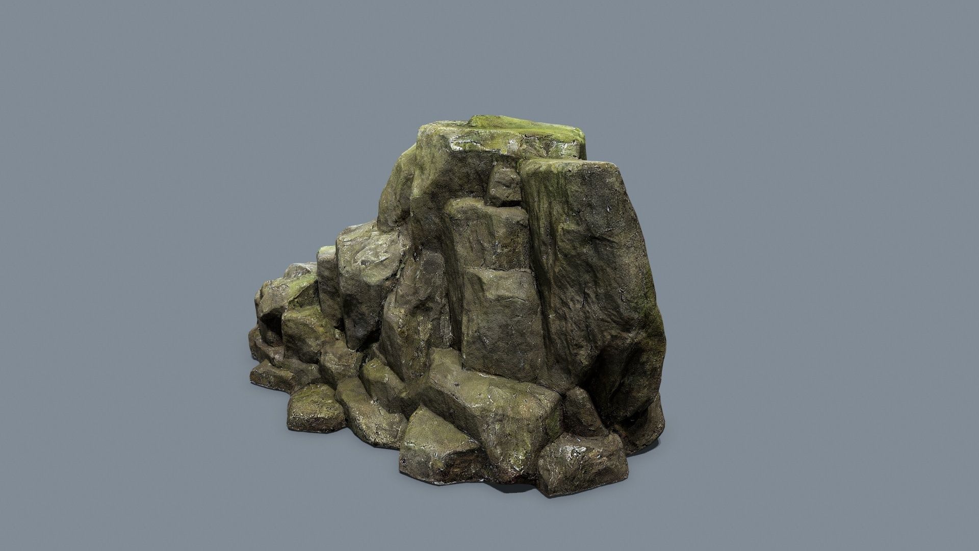 mossy rocks Low-poly 3D model_2