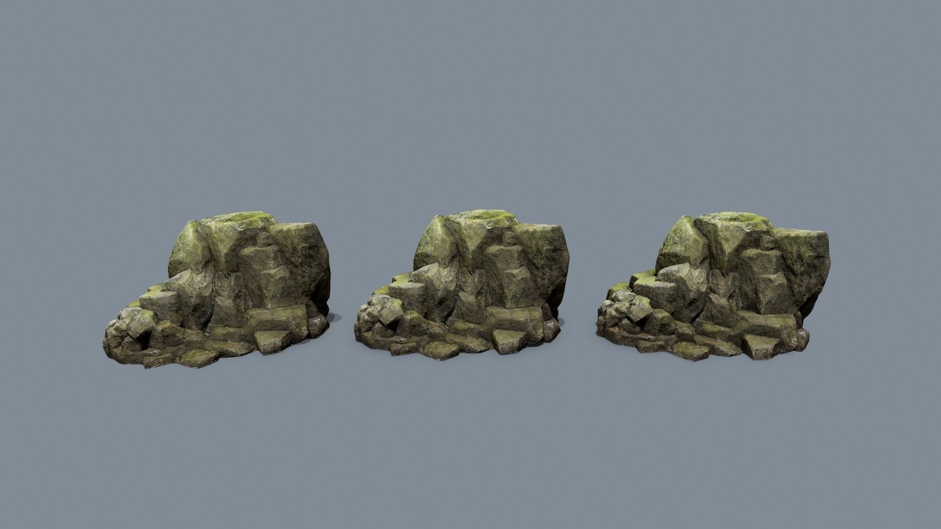 mossy rocks Low-poly 3D model_10