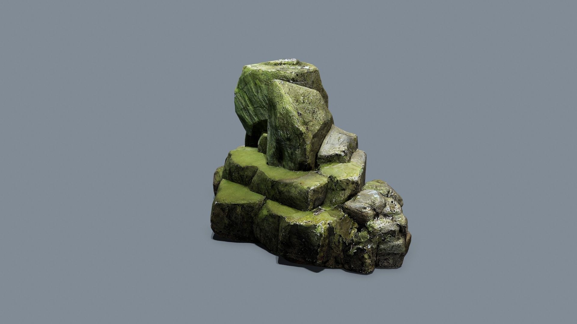 mossy rocks Low-poly 3D model_7