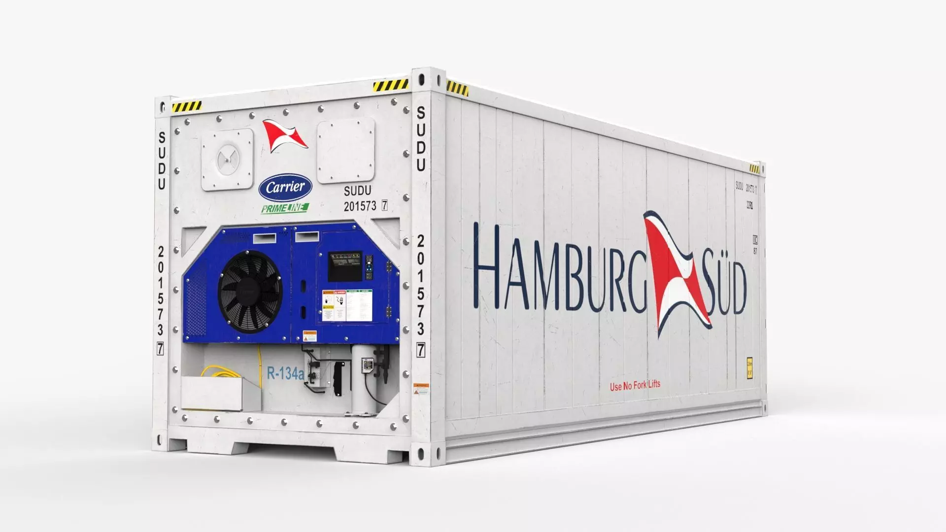 20ft Hamburg Sud shipping Container Reefer CARRIER 3D model_0