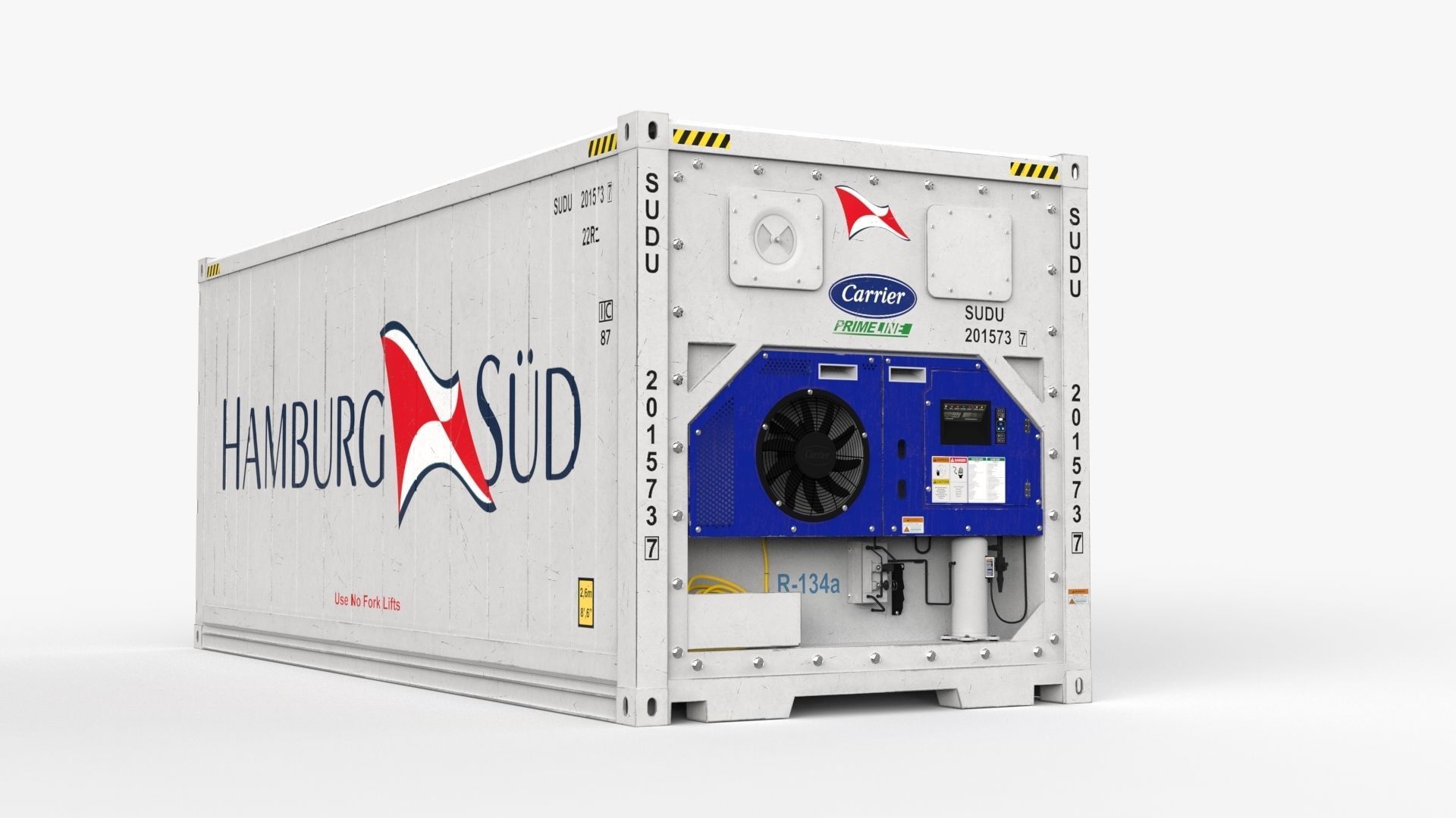 20ft Hamburg Sud shipping Container Reefer CARRIER 3D model_1