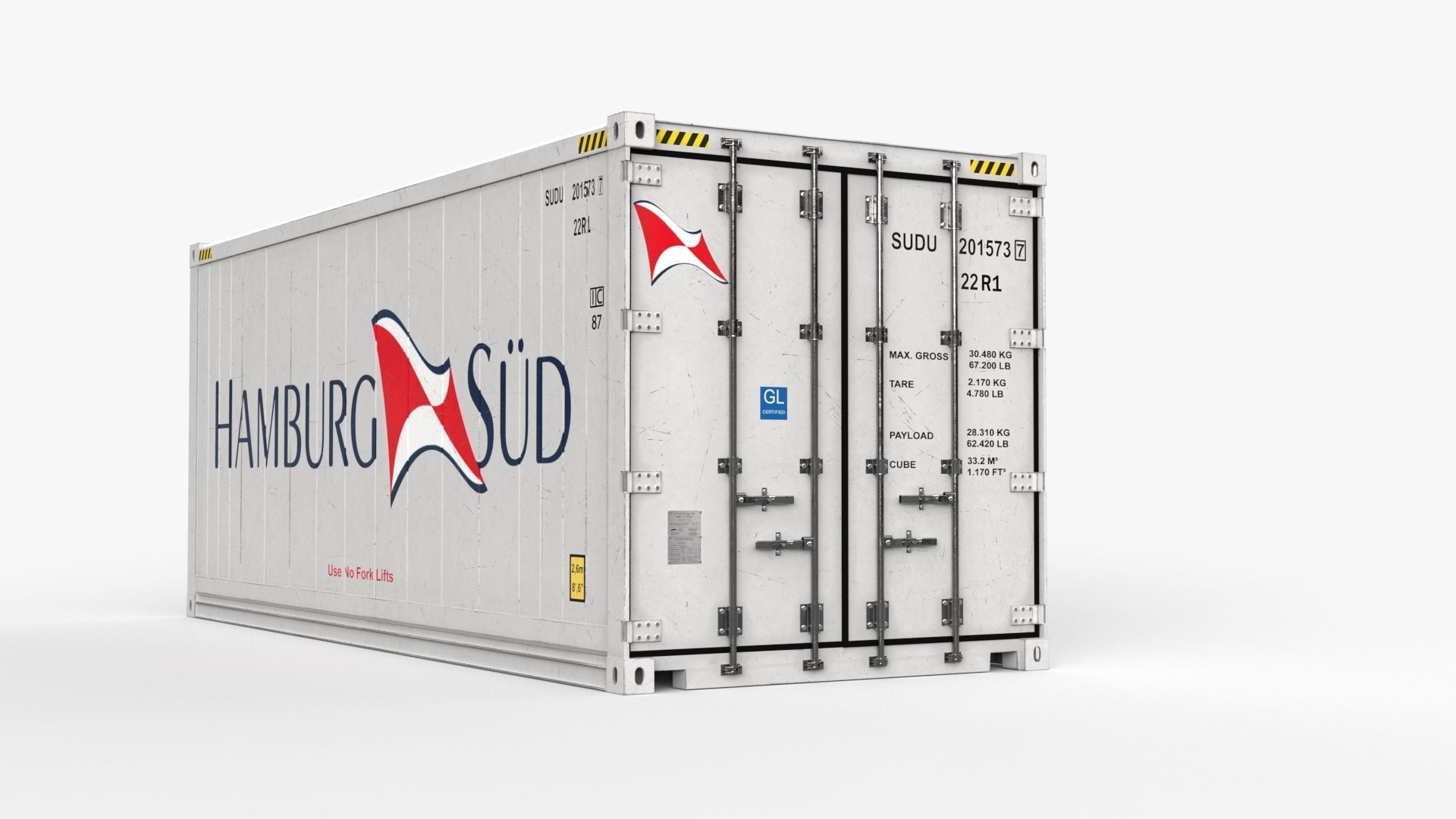 20ft Hamburg Sud shipping Container Reefer CARRIER 3D model_4