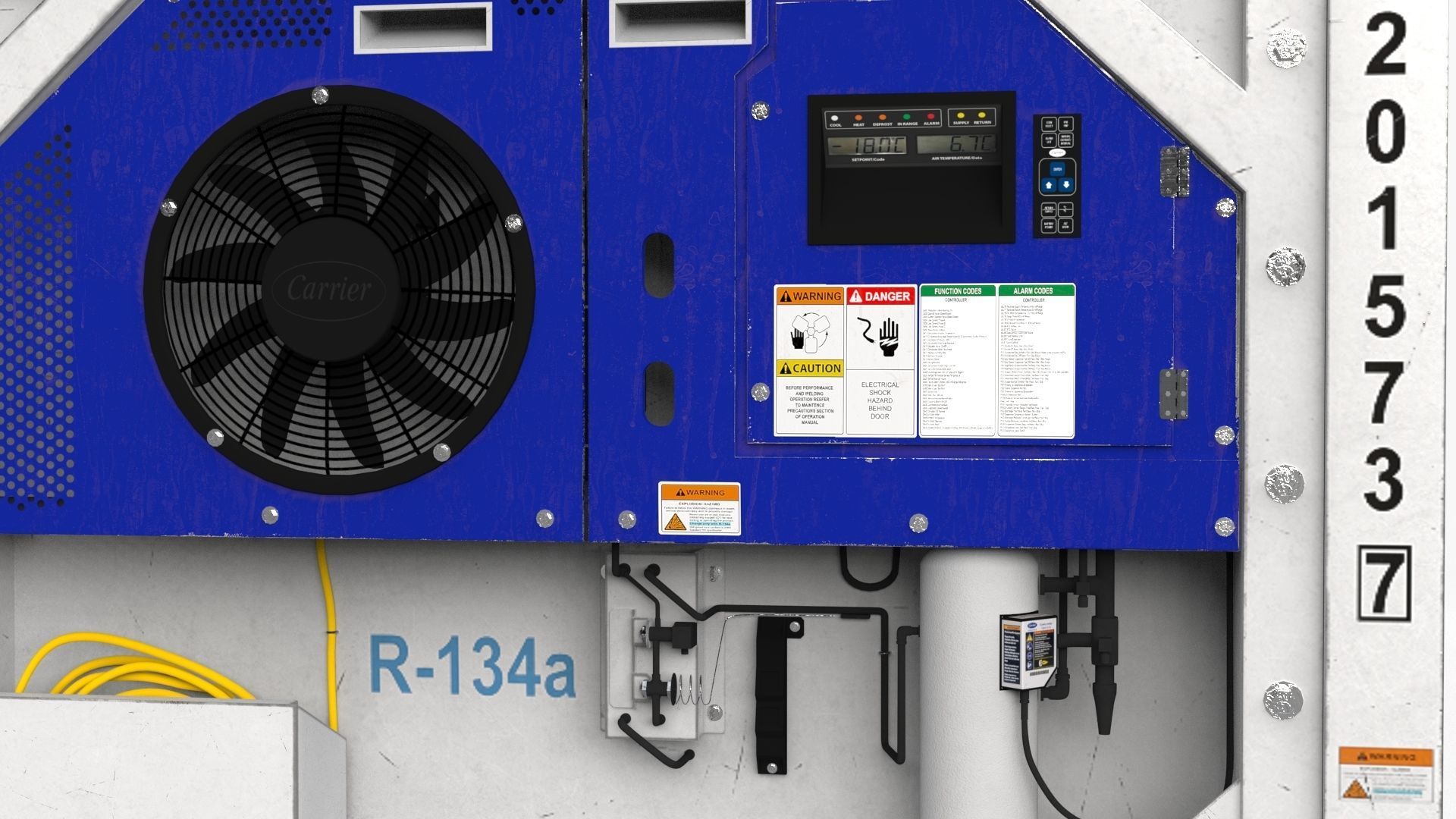 20ft Hamburg Sud shipping Container Reefer CARRIER 3D model_8