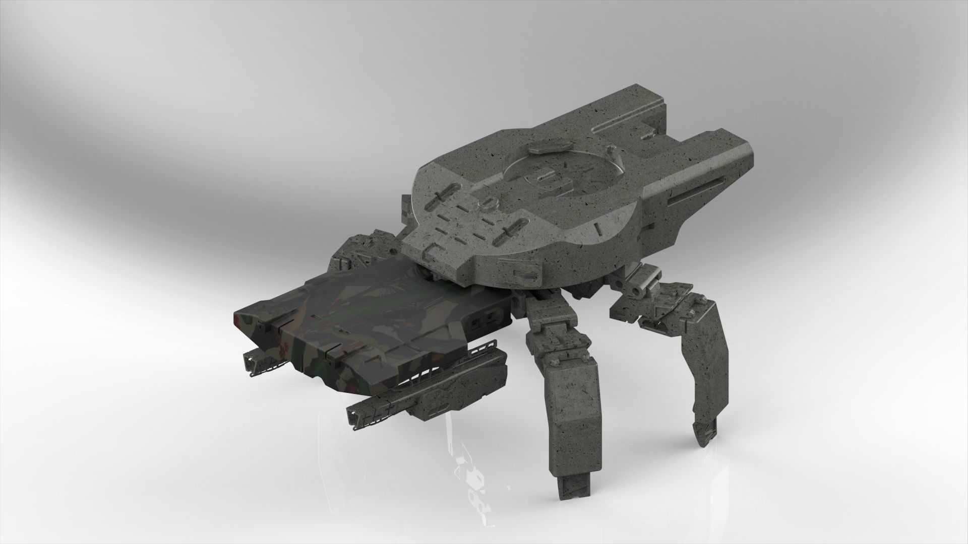 Robot mech four finger 3D model_4