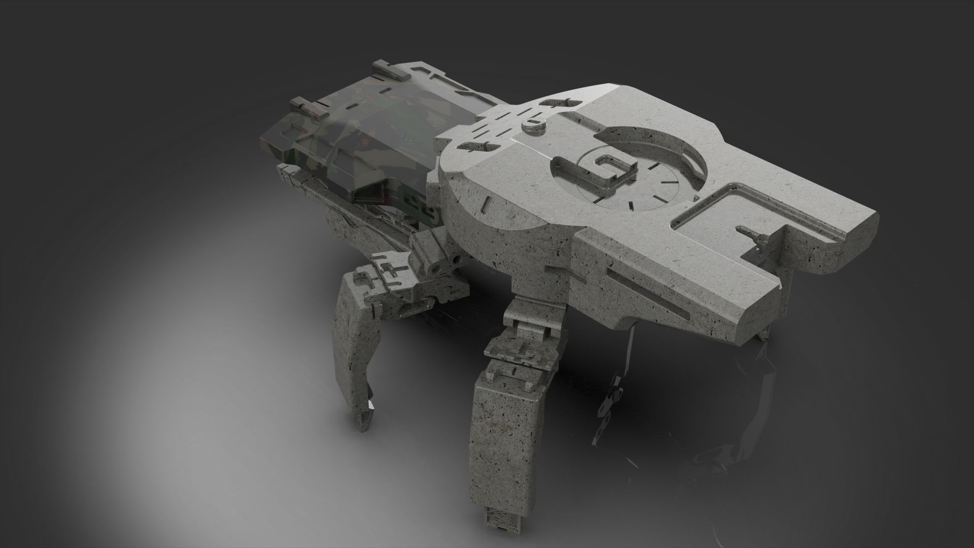 Robot mech four finger 3D model_2