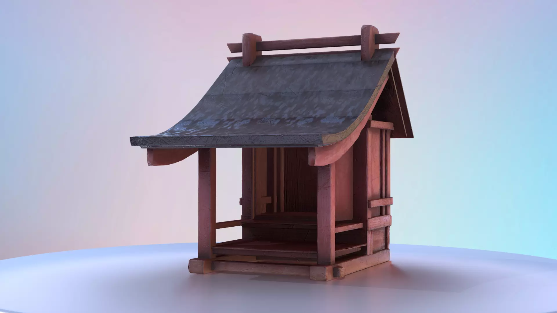 Japanese Shrine Low-poly 3D model_0