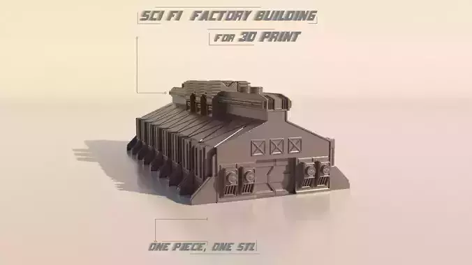 Sci-fi Factory building for 3Dprint 3D print model