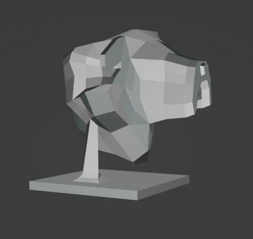 Bulldog lowpoly bust 3D model_1