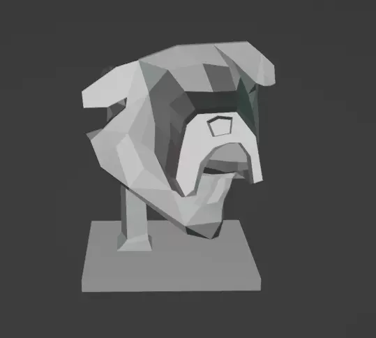 Bulldog lowpoly bust 3D model_0