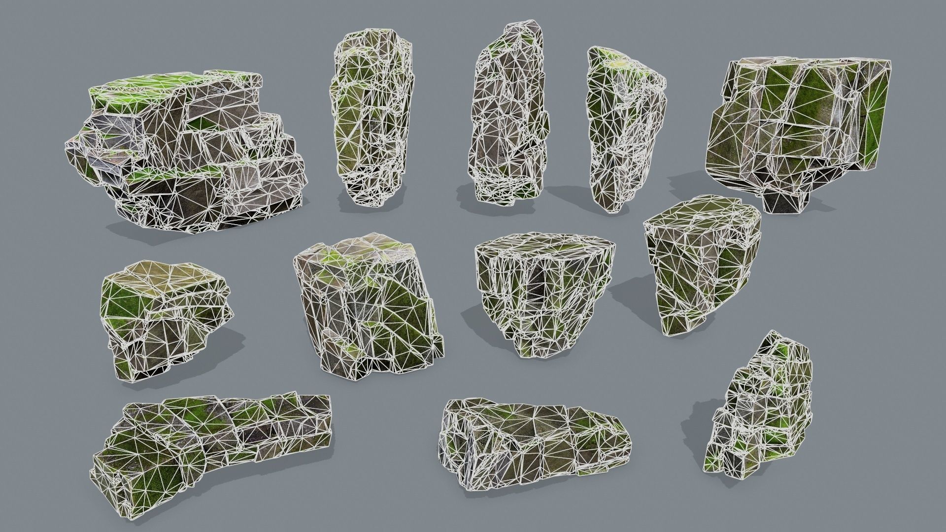 mossy rocks Low-poly 3D model_25