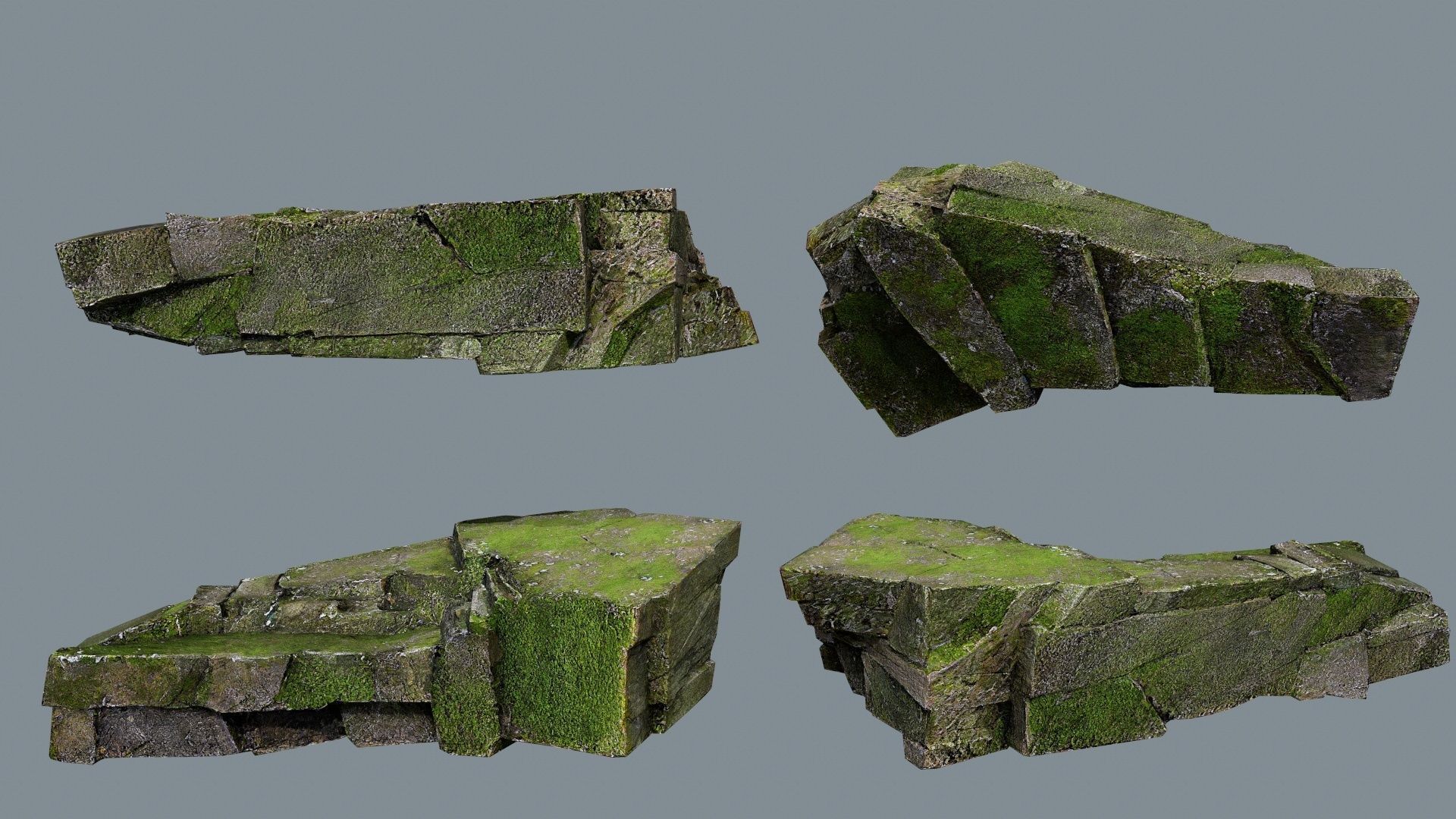mossy rocks Low-poly 3D model_24