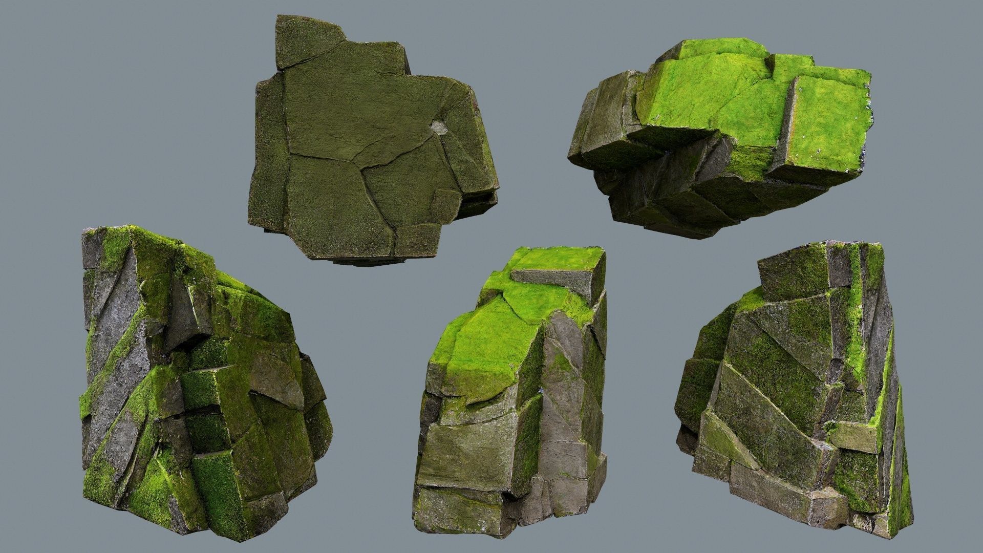 mossy rocks Low-poly 3D model_22