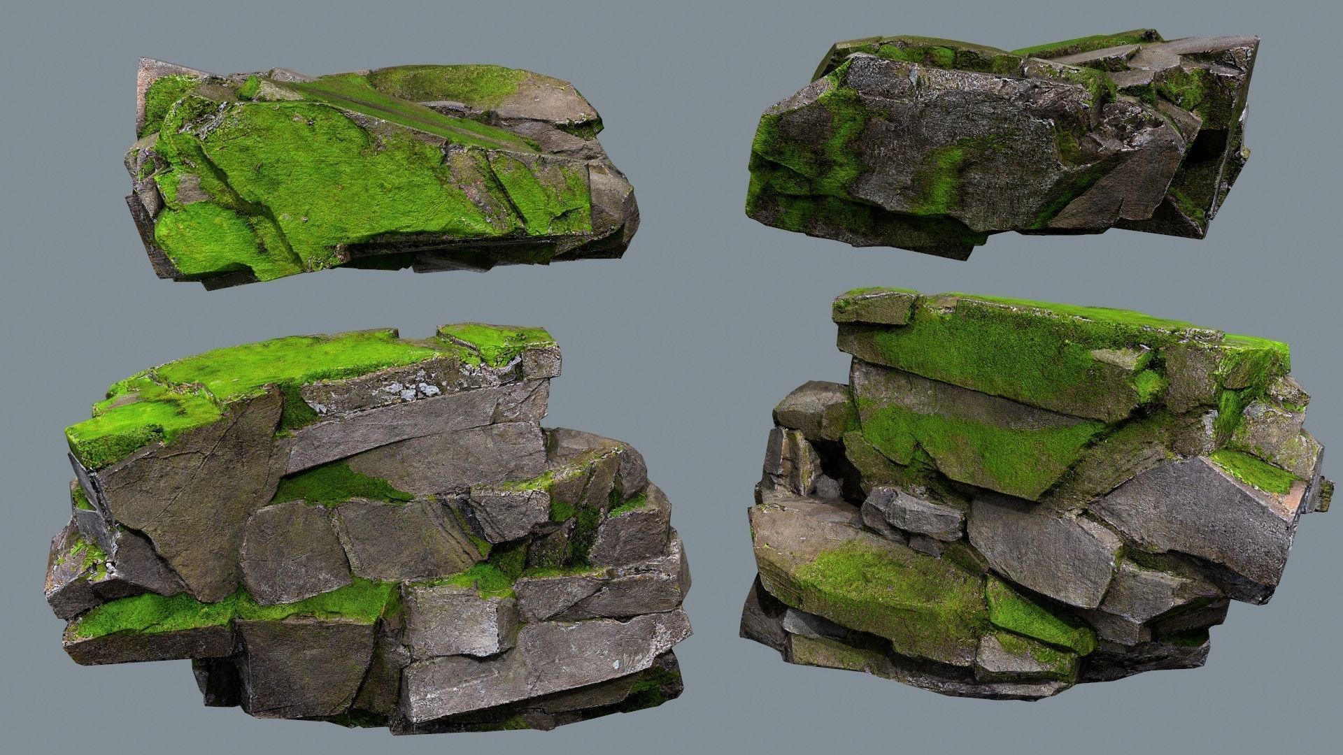 mossy rocks Low-poly 3D model_16