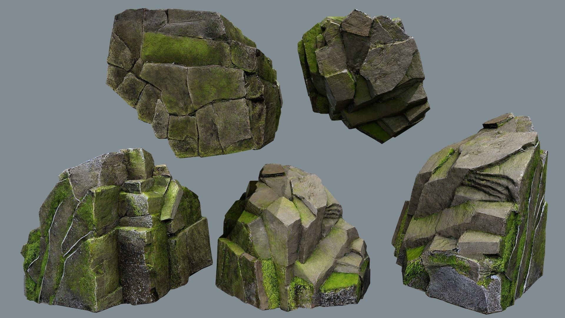 mossy rocks Low-poly 3D model_20