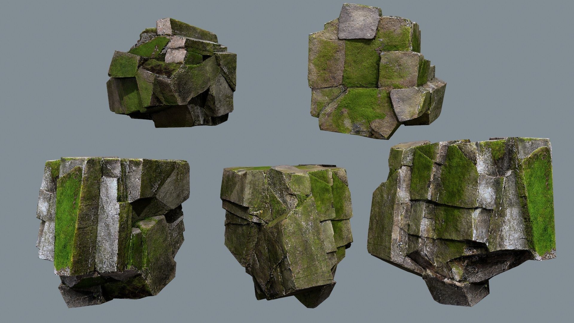 mossy rocks Low-poly 3D model_21