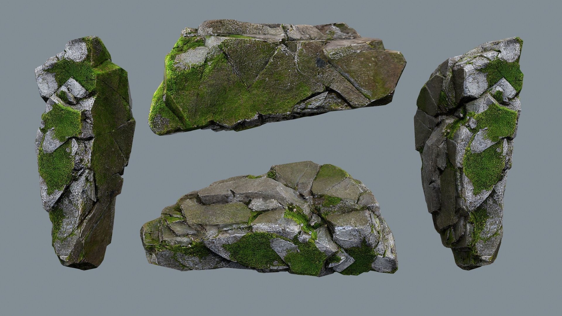 mossy rocks Low-poly 3D model_13