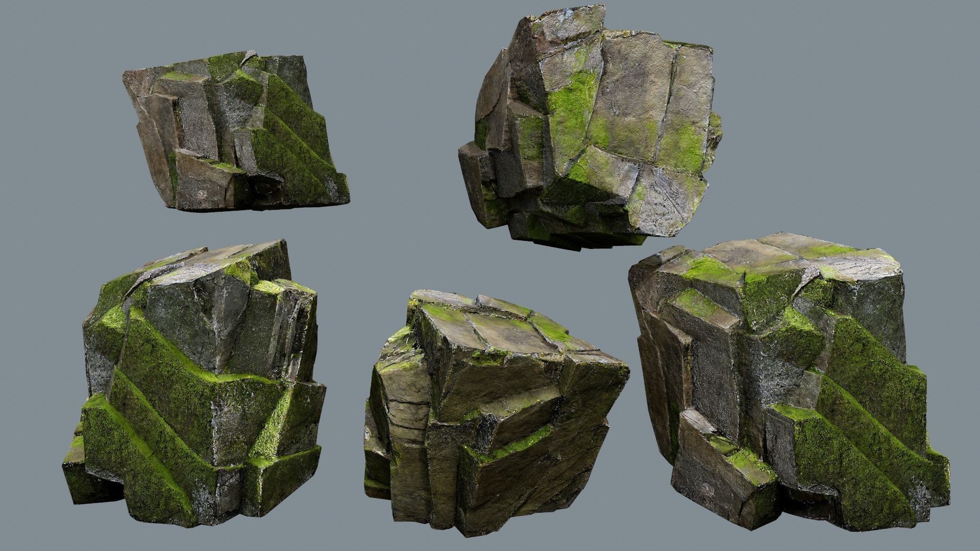 mossy rocks Low-poly 3D model_19