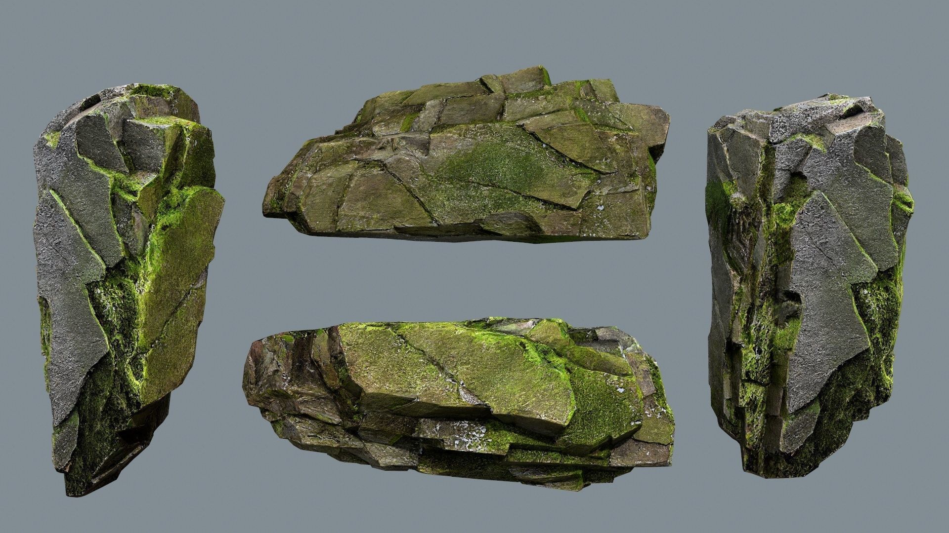 mossy rocks Low-poly 3D model_14