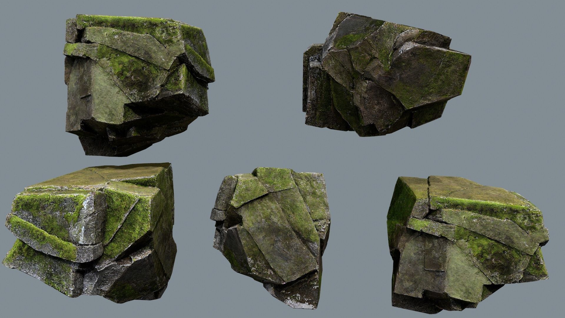 mossy rocks Low-poly 3D model_17