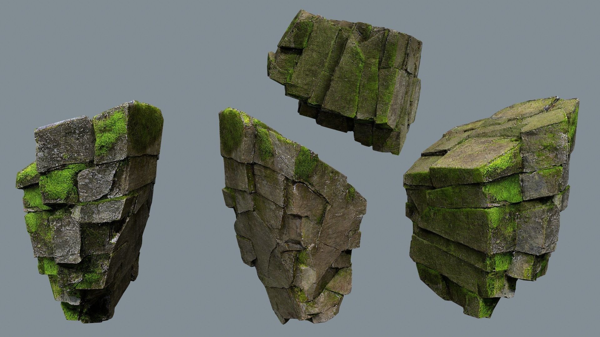 mossy rocks Low-poly 3D model_18