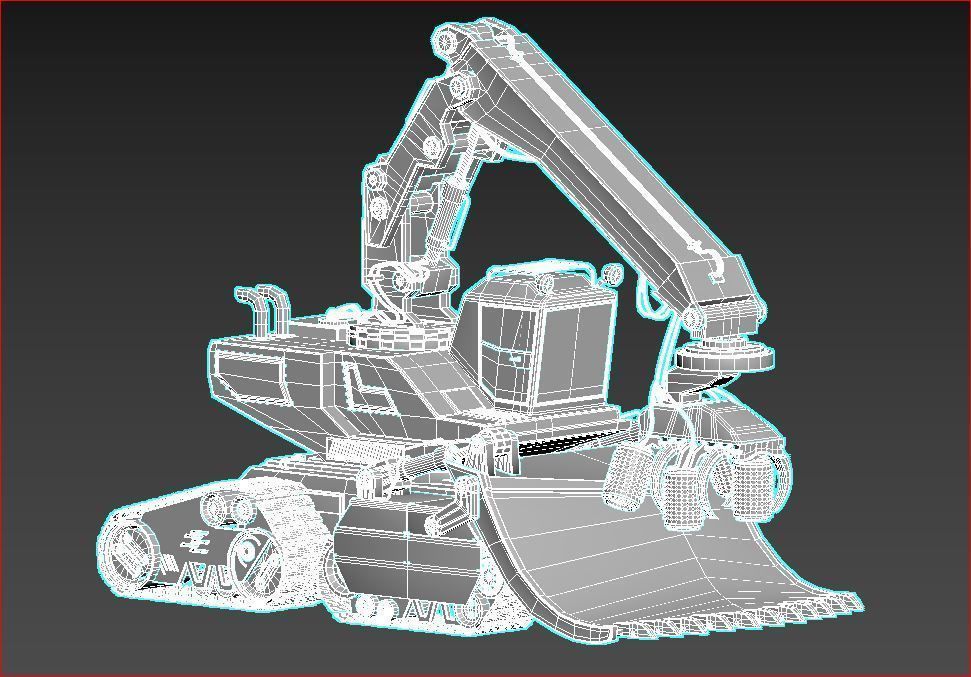 Forestal Machine - Mid Poly 3D model_4