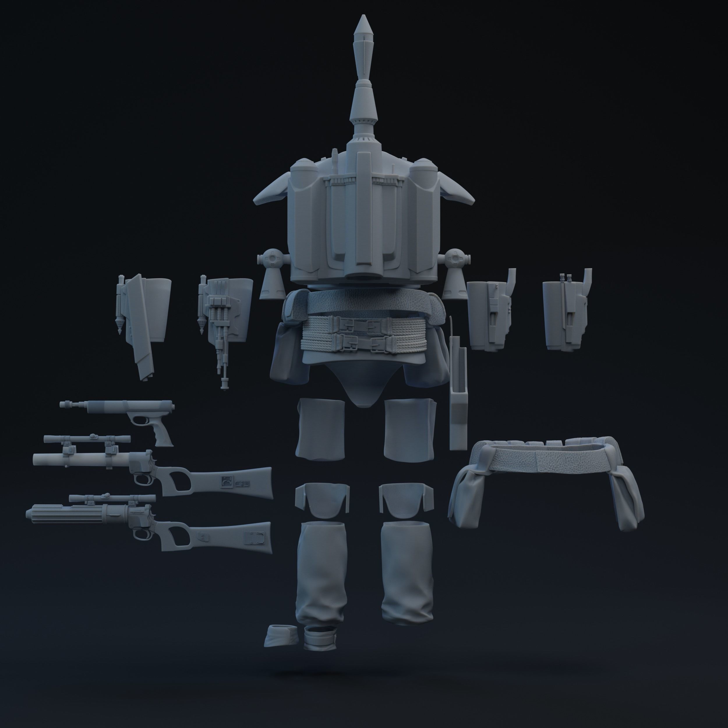 Boba Fett One-Twelfth Scale Kit 3D print model_1