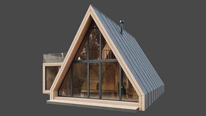 A-frame house 3D model 2
