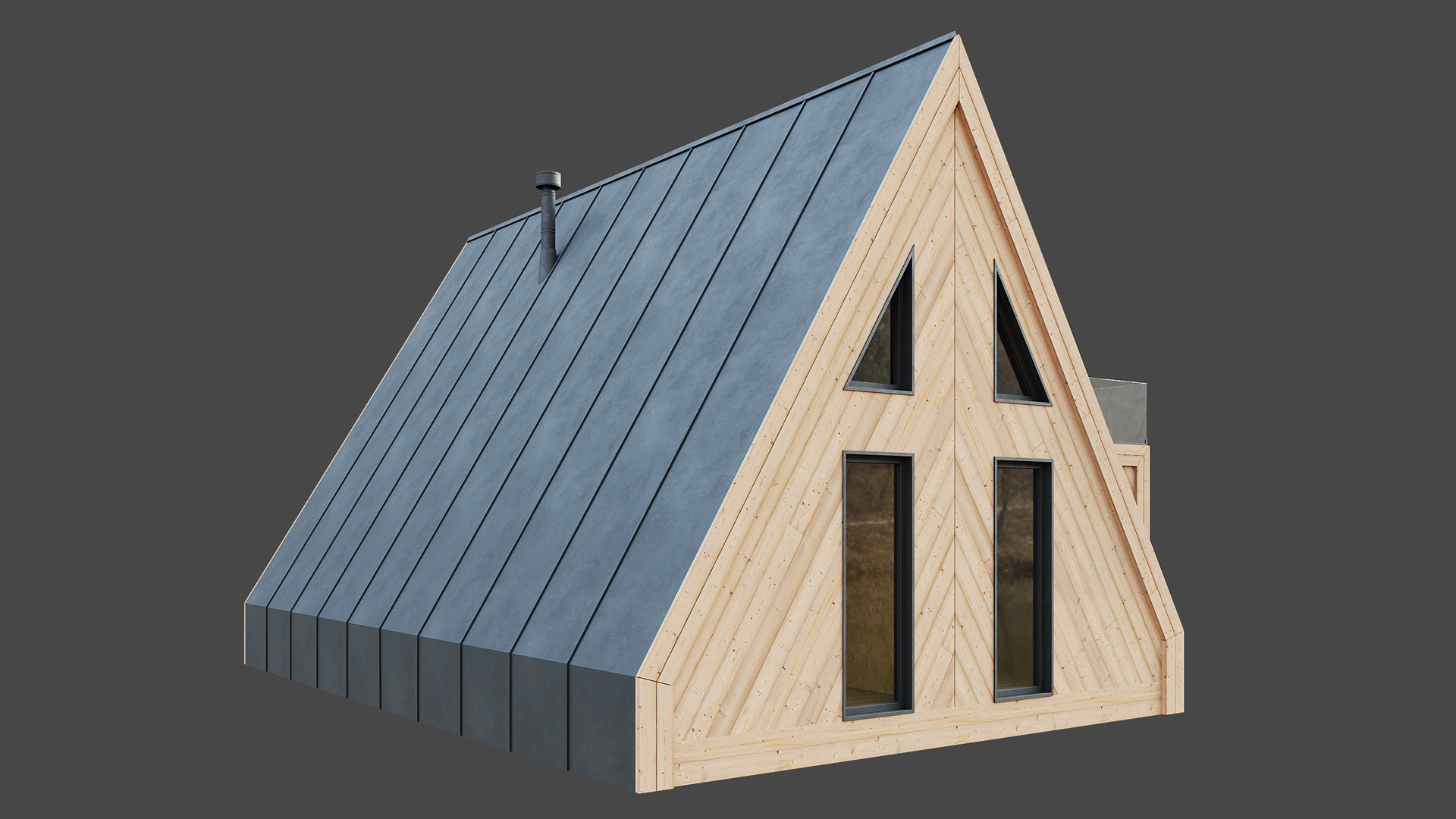 A-frame house 3D model_2