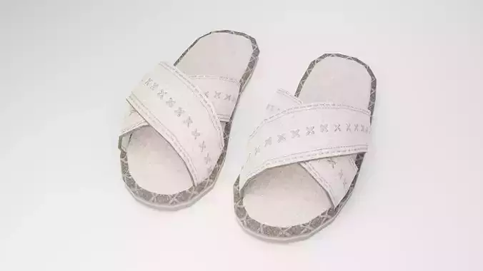 White Slippers Low-poly 3D model