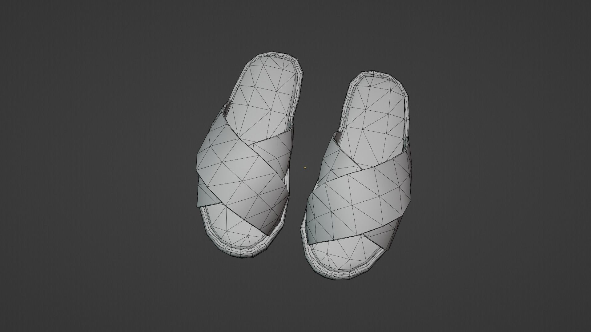 White Slippers Low-poly 3D model_7