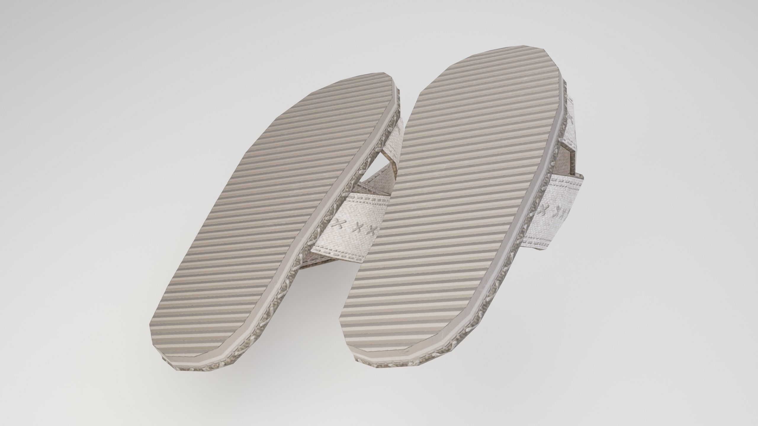 White Slippers Low-poly 3D model_3