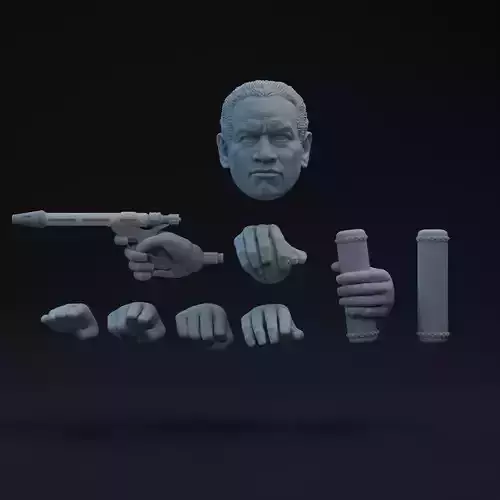 Jango Fett Head and Hands One-Twelfth Scale Kit 3D print model