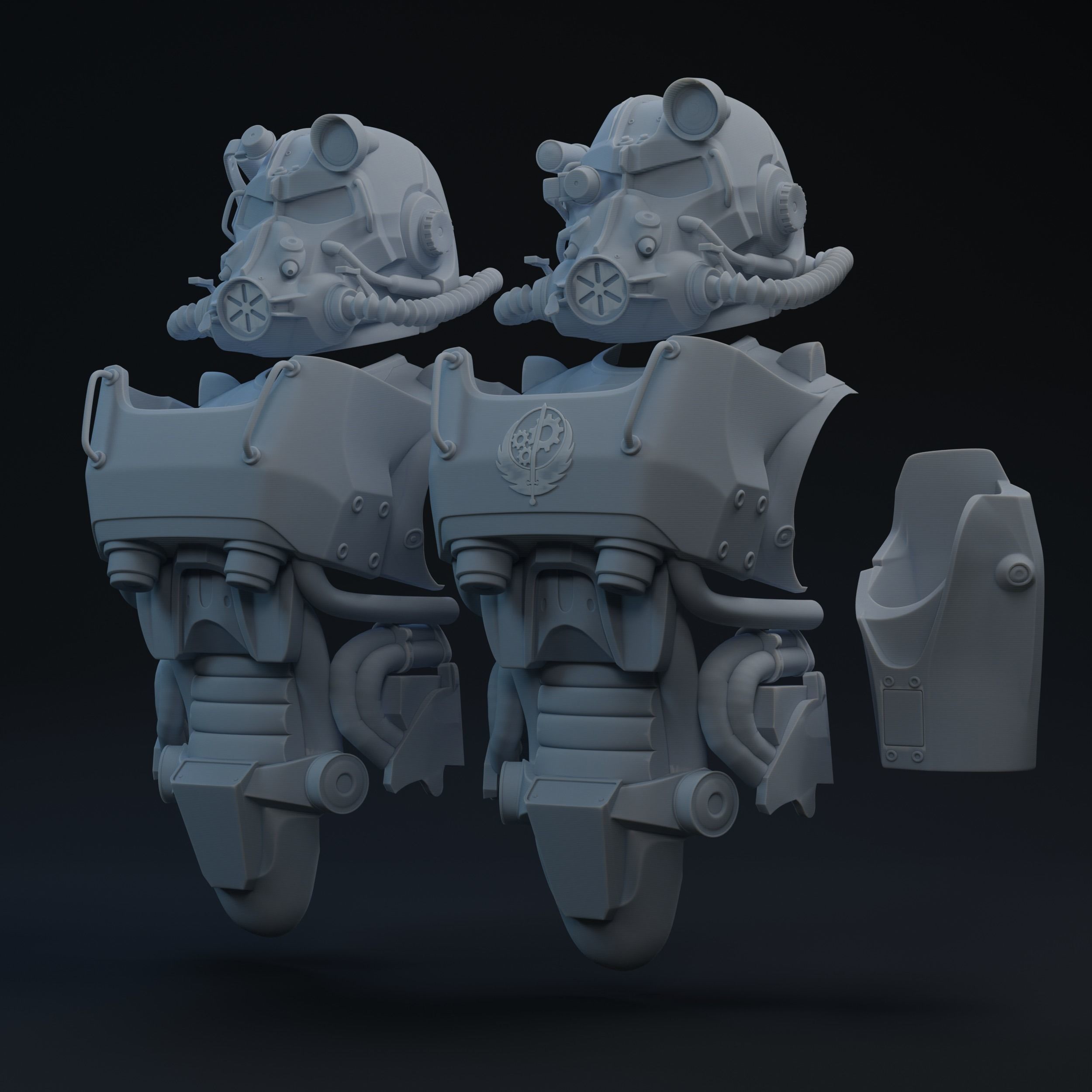 T-60 Power Armor Show Version One-Twelfth Scale Add-On Kit 3D print model_1