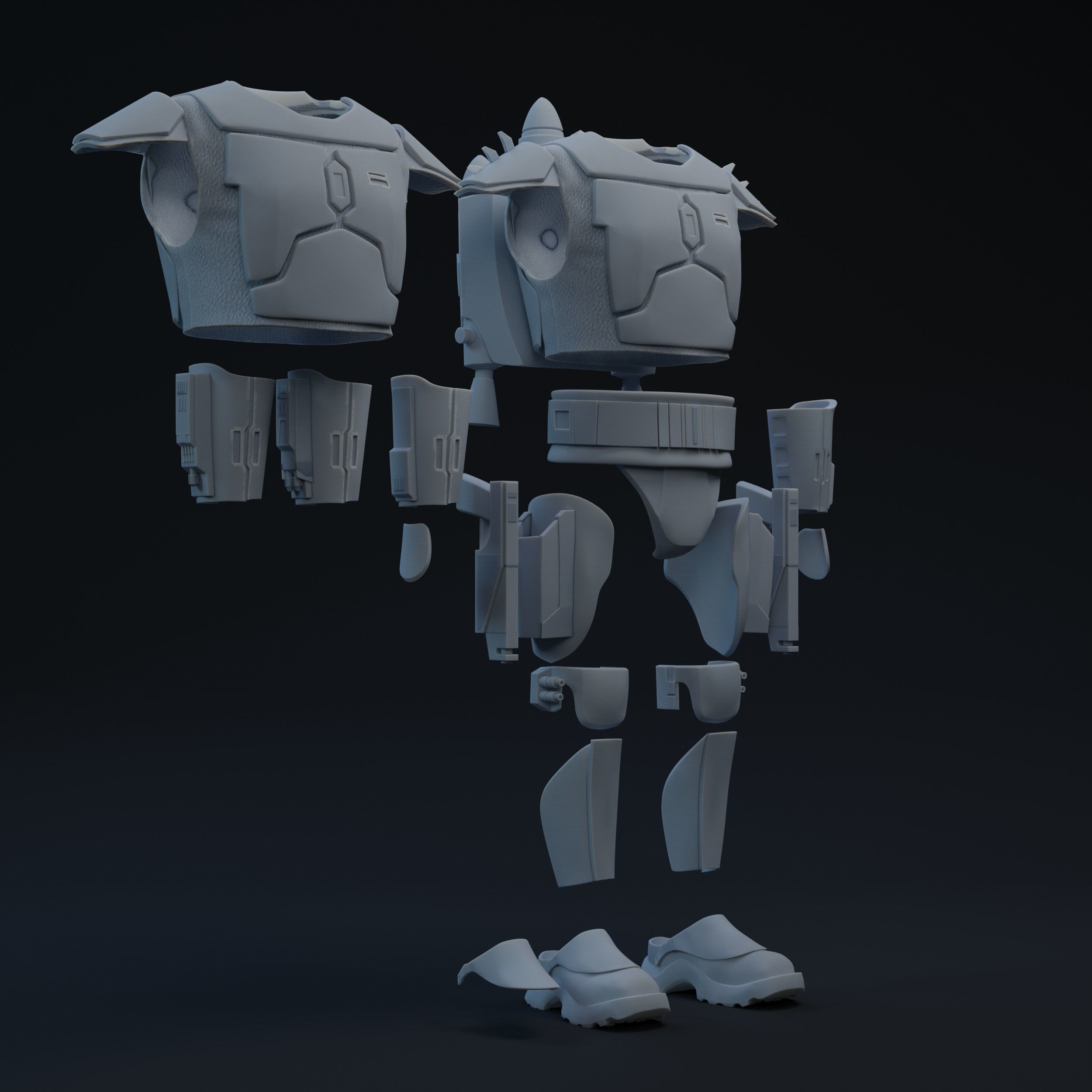 Clone Wars DW Mandalorian One-Twelfth Scale Armor Kit 3D print model_1