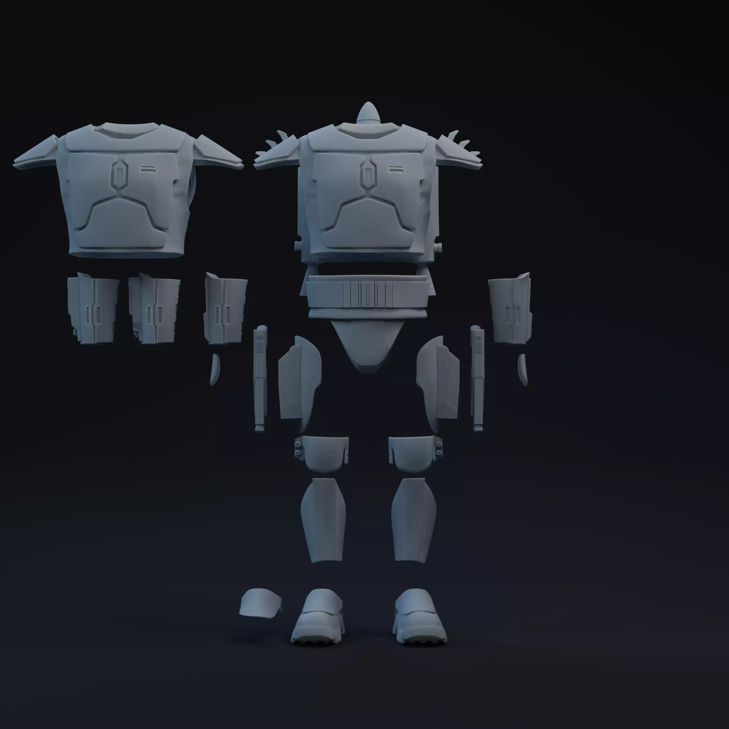 Clone Wars DW Mandalorian One-Twelfth Scale Armor Kit 3D print model_0