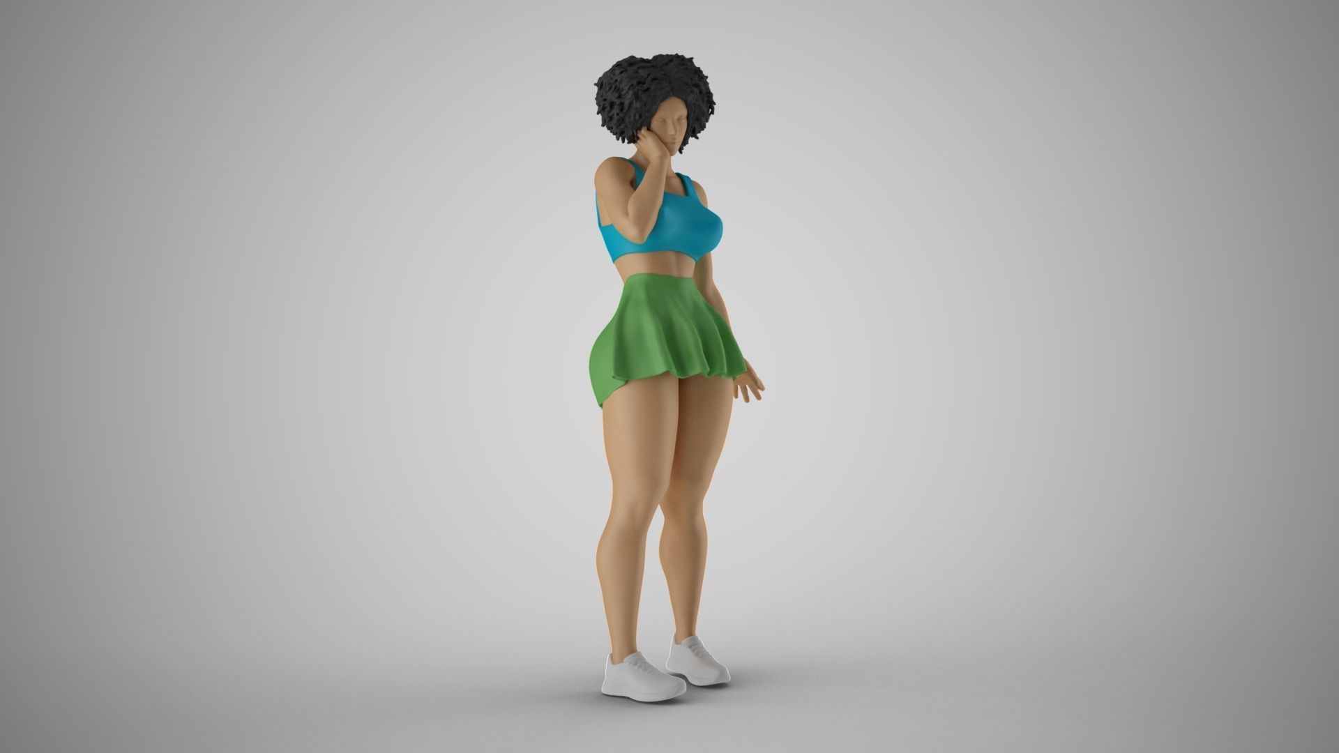 Woman Standing Thinking 3D print model_12