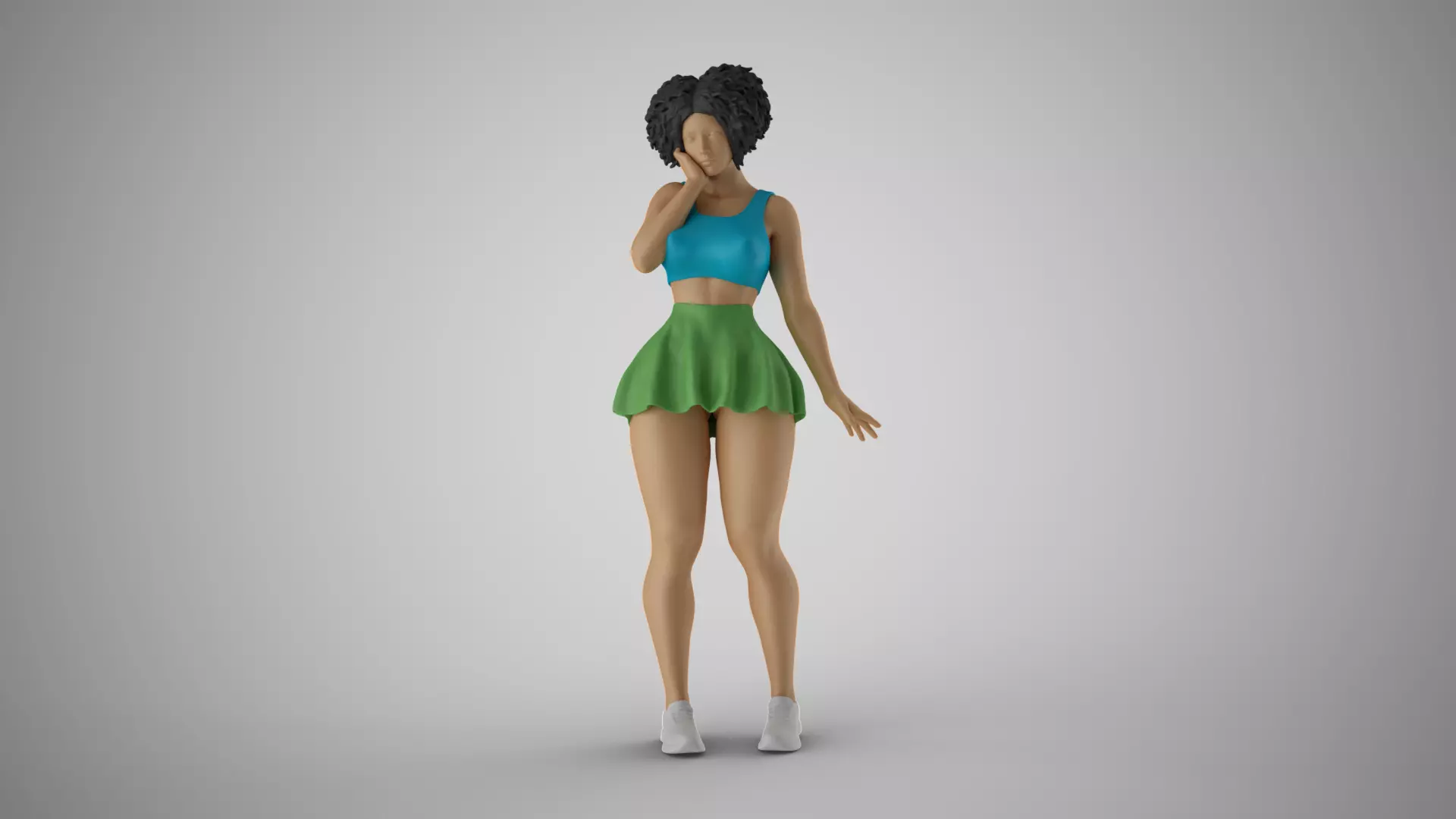 Woman Standing Thinking 3D print model_0